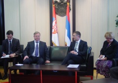 19 December 2012 National Assembly Speaker Nebojsa Stefanovic talks to the Chairman of the Accounts Chamber of the Russian Federation, Sergey Stepashin